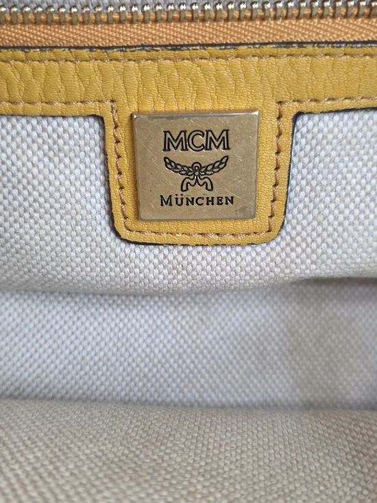 MCM Mustard Yellow Pebbled Leather Crossbody Satchel w/ COA - Picture 5 of 14